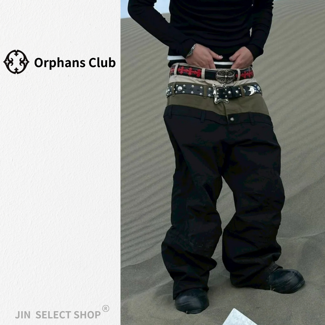 Orphans Club 卯釘釦三褲頭長褲 三色拼接解構 ‘’ Triple-Waist Design Rivet Button Pants ‘’
