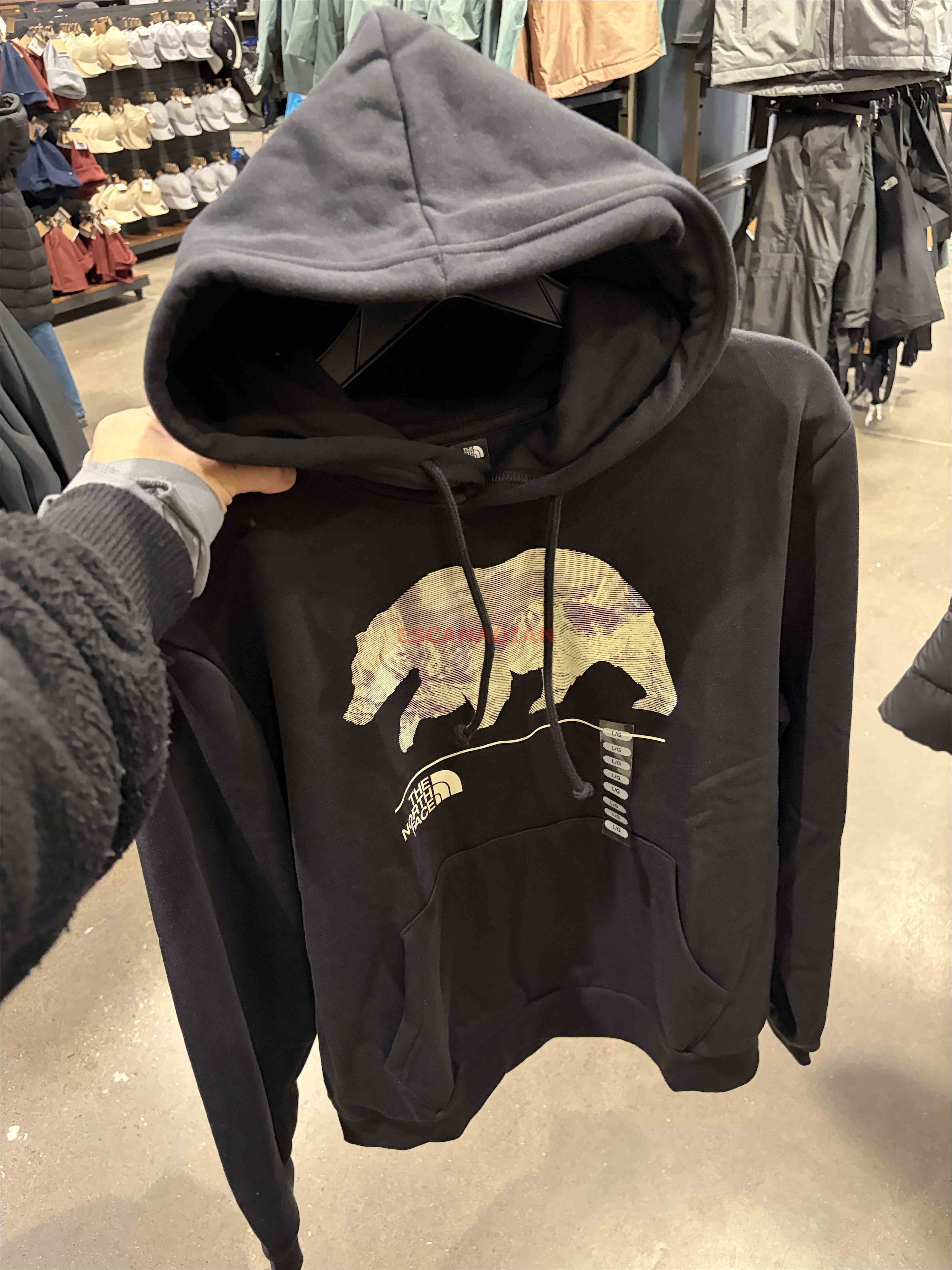 THE NORTH FACE 男大人 熊圖案 刷毛 帽TEE