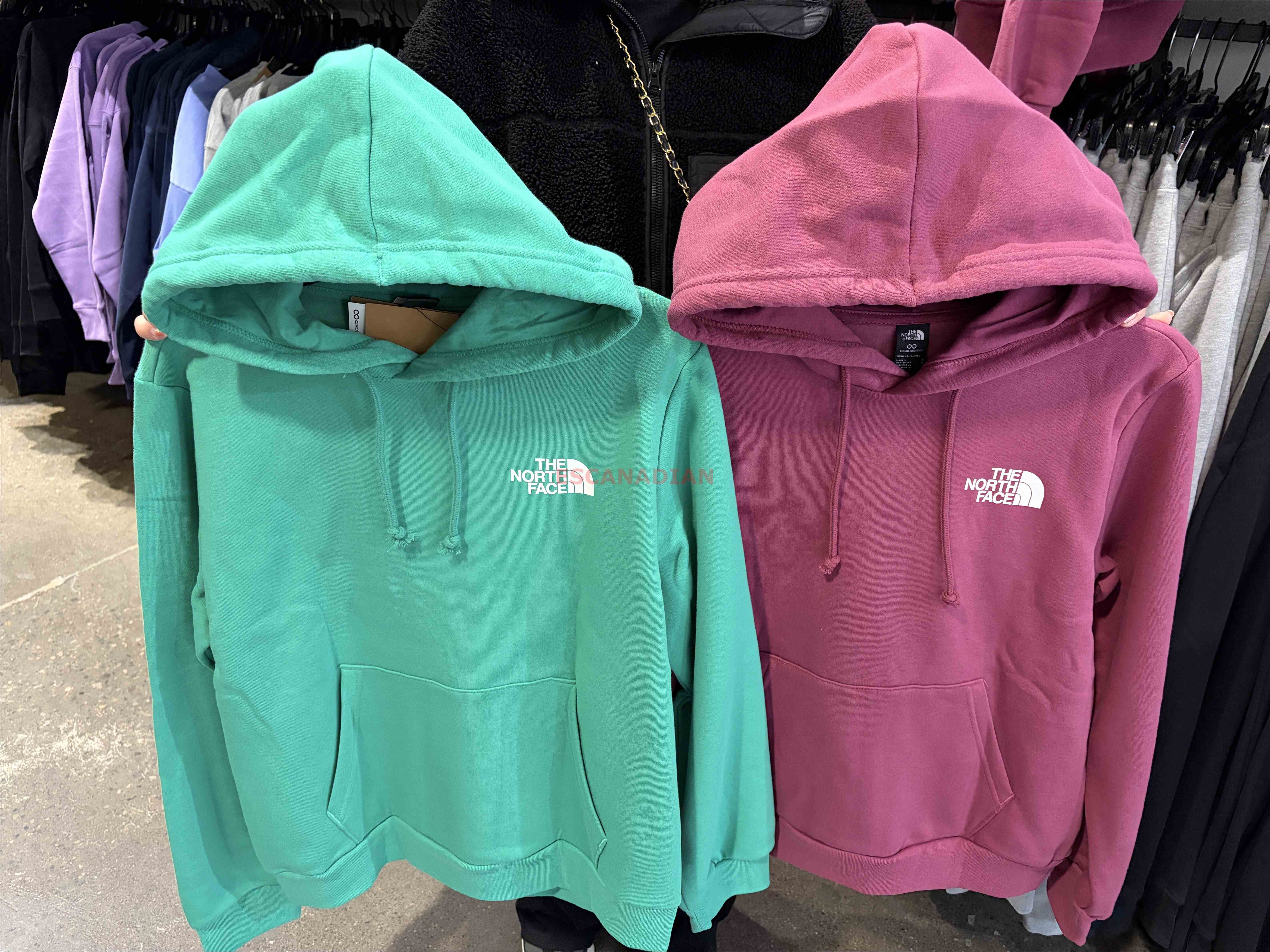 THE NORTH FACE 女大人 經典正反LOGO 刷毛 帽TEE (前小後大) (2色)