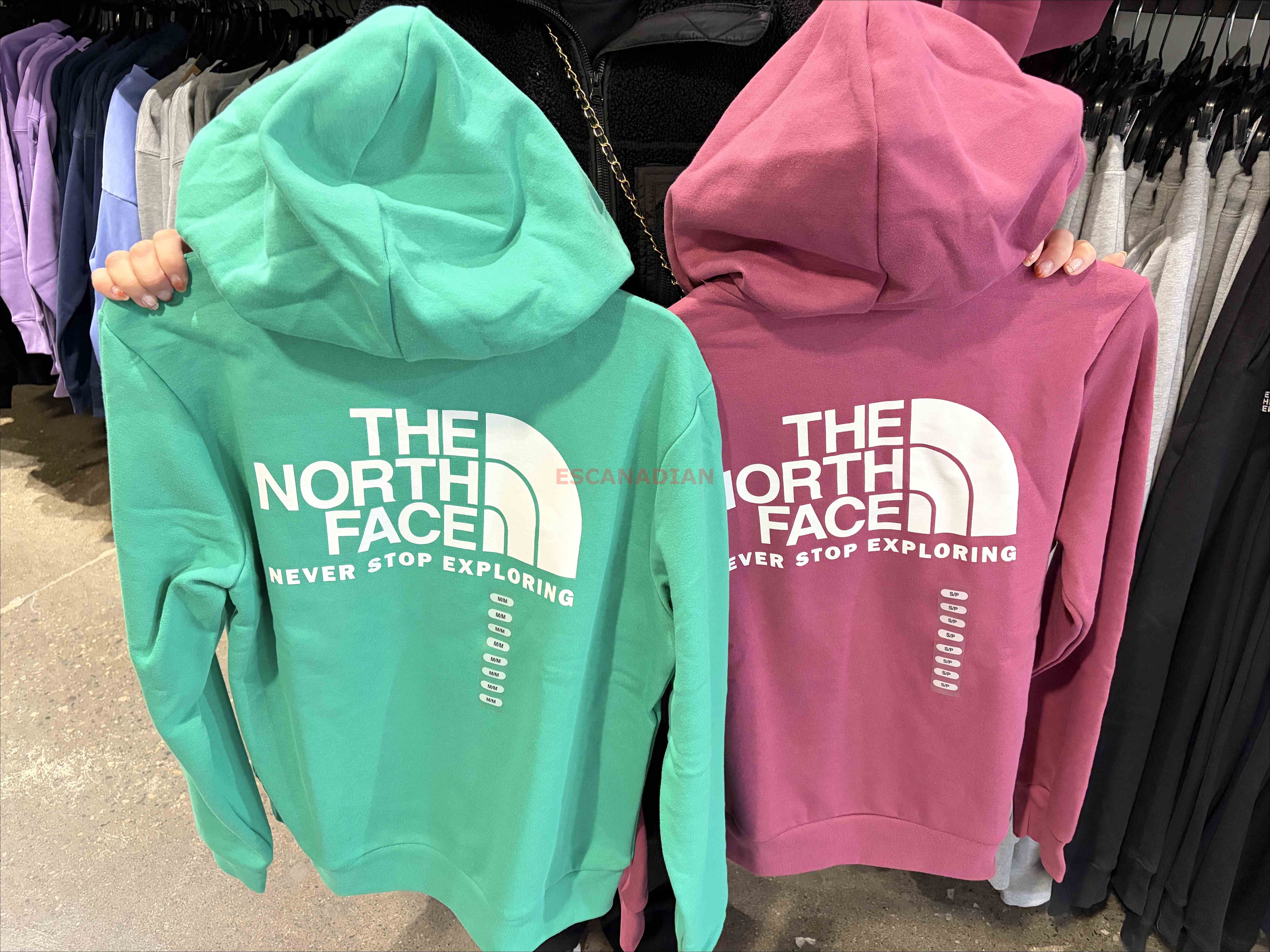 THE NORTH FACE 女大人 經典正反LOGO 刷毛 帽TEE (前小後大) (2色)