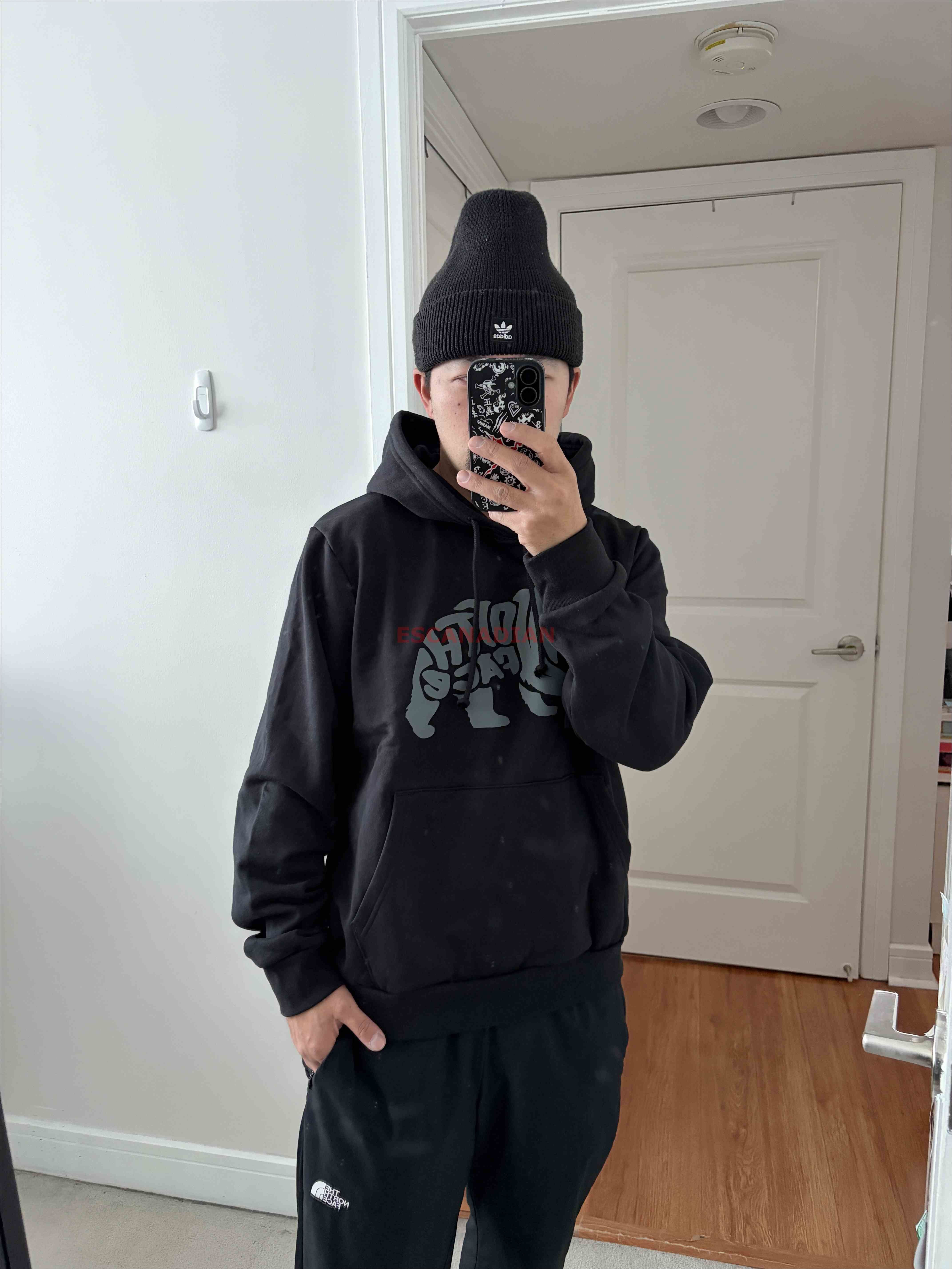 THE NORTH FACE 男大人 熊圖案 刷毛 帽TEE