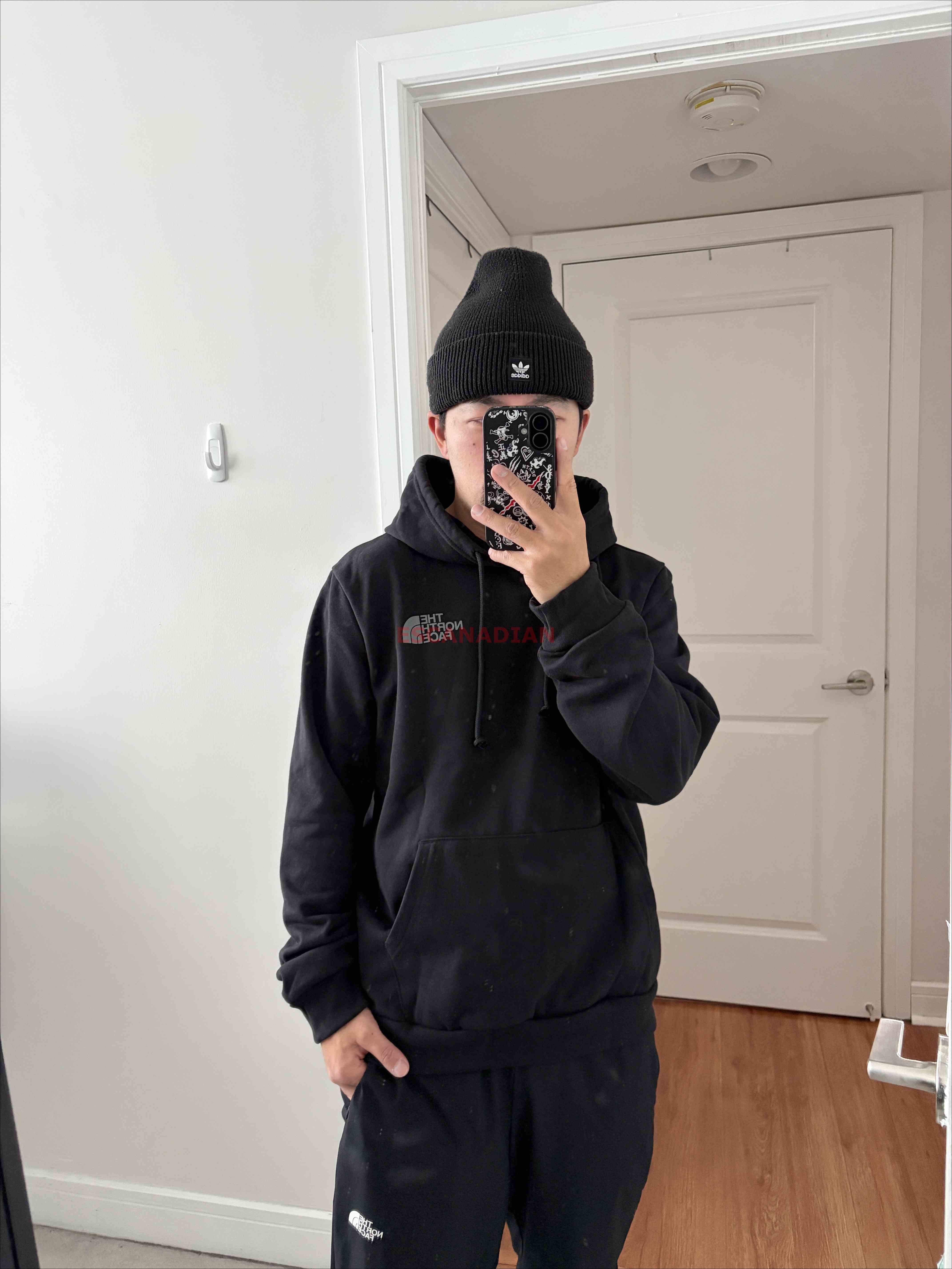 THE NORTH FACE 男大人 背面雪山 刷毛 帽TEE (前小後山脈)