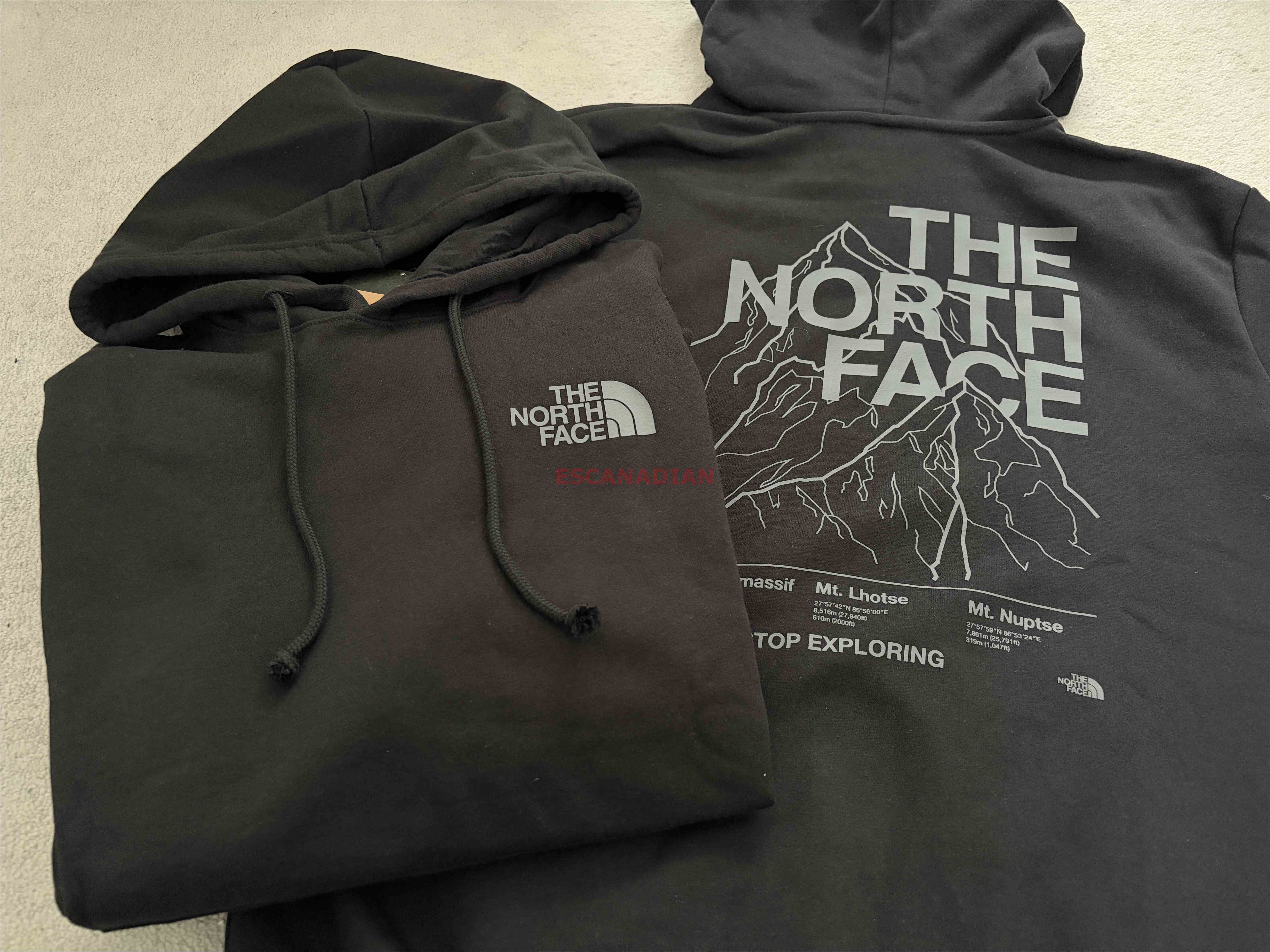 THE NORTH FACE 男大人 背面雪山 刷毛 帽TEE (前小後山脈)