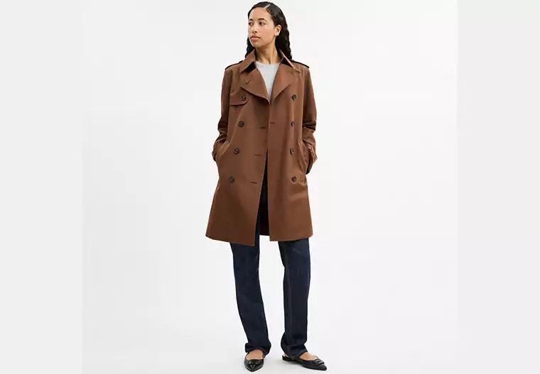 【預購】COACH H021257 女裝中長款風褸