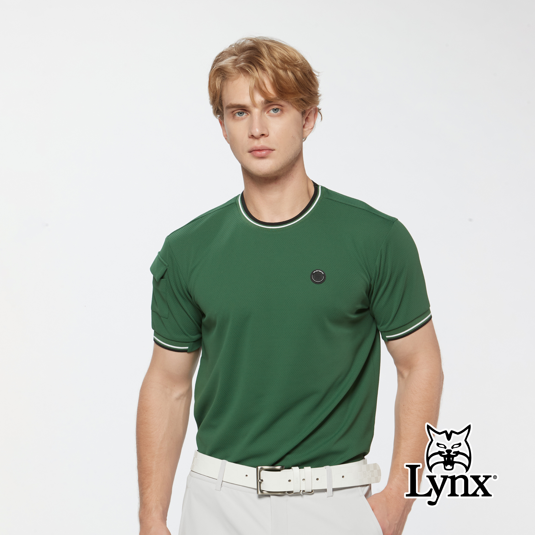 男款吸濕排汗內印涼感圓領短袖T恤/高爾夫球衫