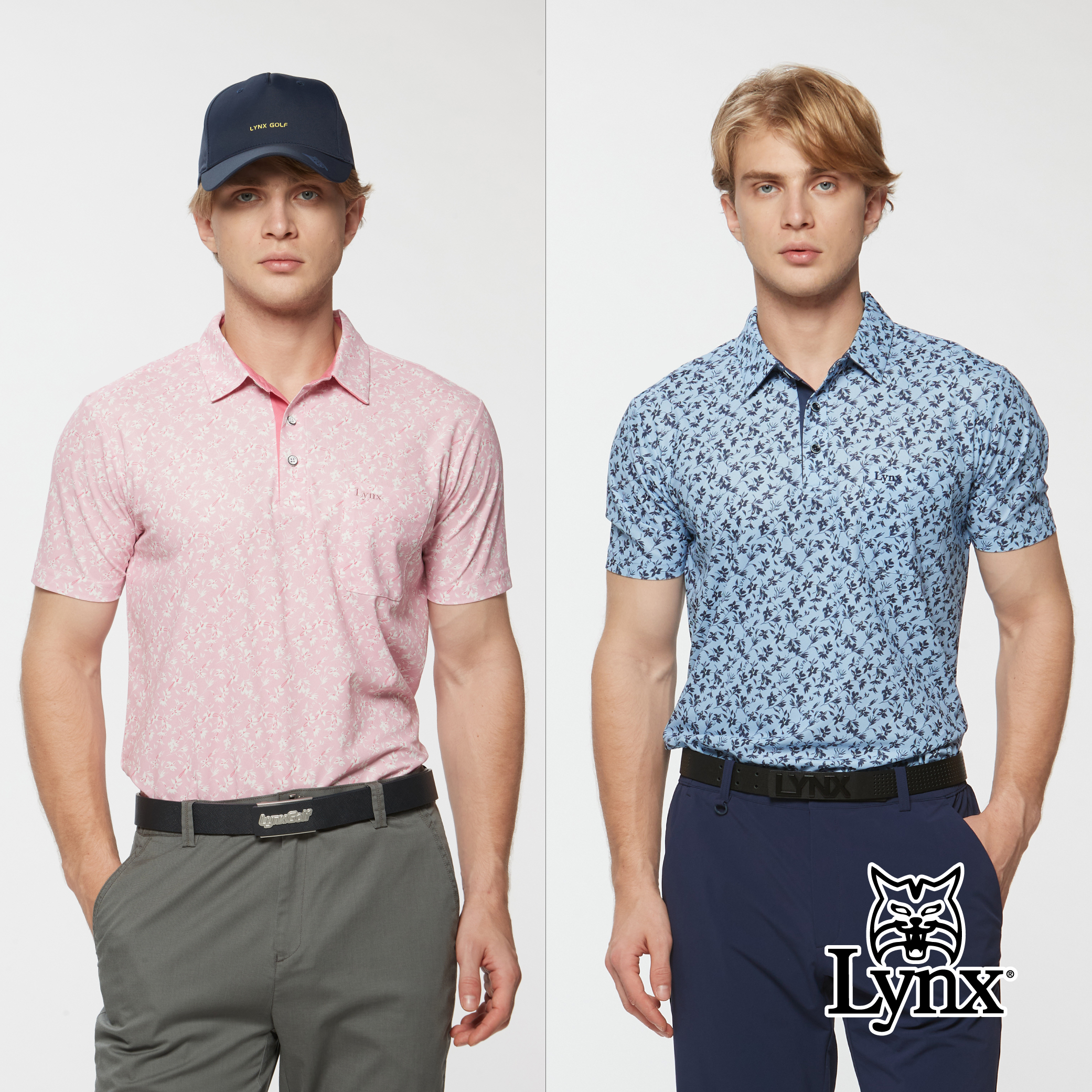 男款吸濕排汗滿版花草印花胸袋款短袖POLO衫