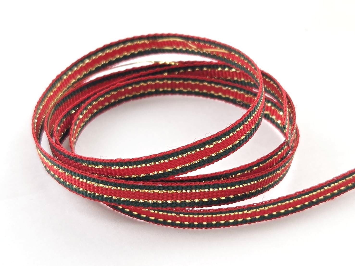 細金紅綠緞帶/平織/3mm_絕版Outlet