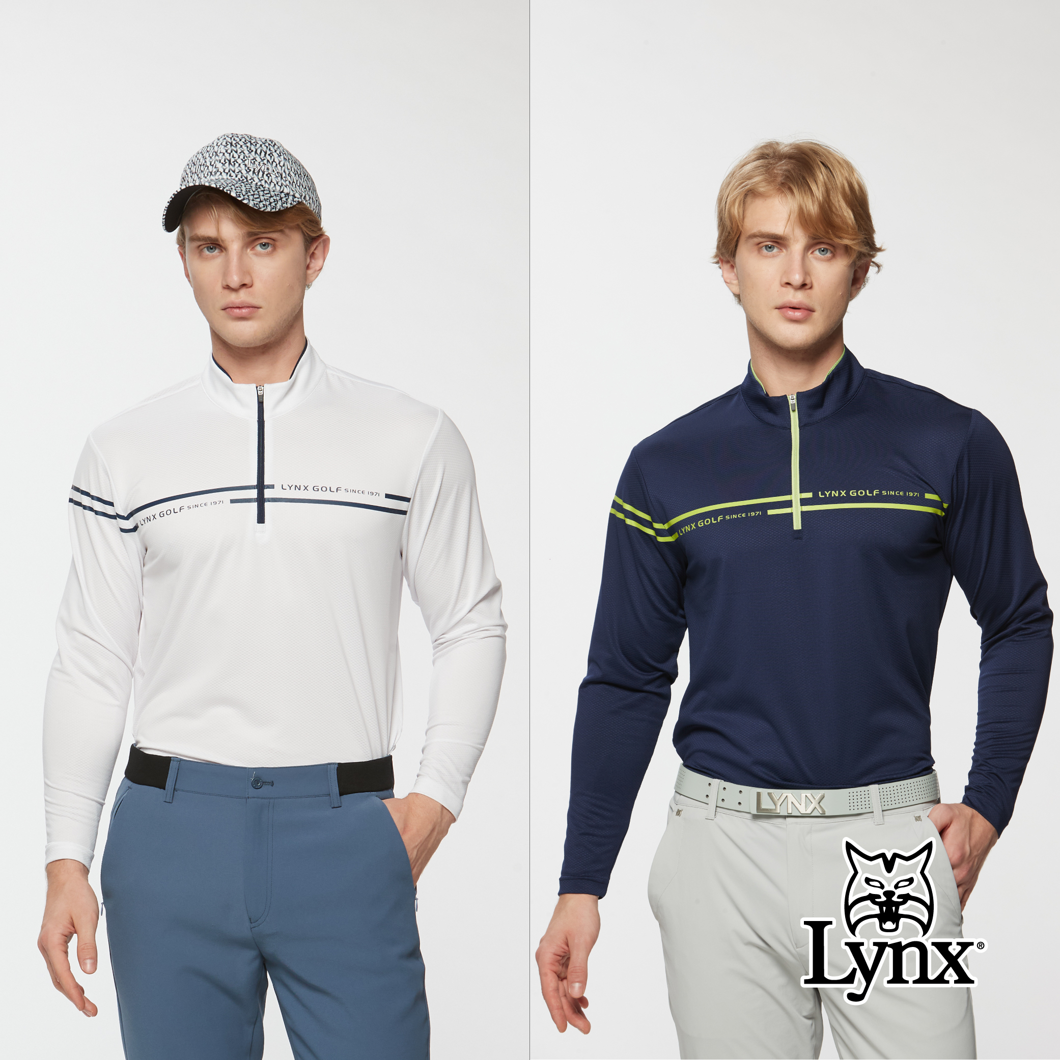 男款吸濕排汗極簡風格水波紋拉鍊長袖POLO衫