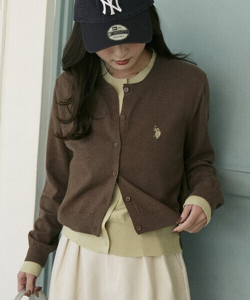 日本🇯🇵連線 U.S. POLO ASSN. X PUBLUX 學院風刺繡雙層針織開襟衫 假兩件 針織 開襟衫 針織衫 長袖 刺繡 4色(任買兩件711免運)/預購