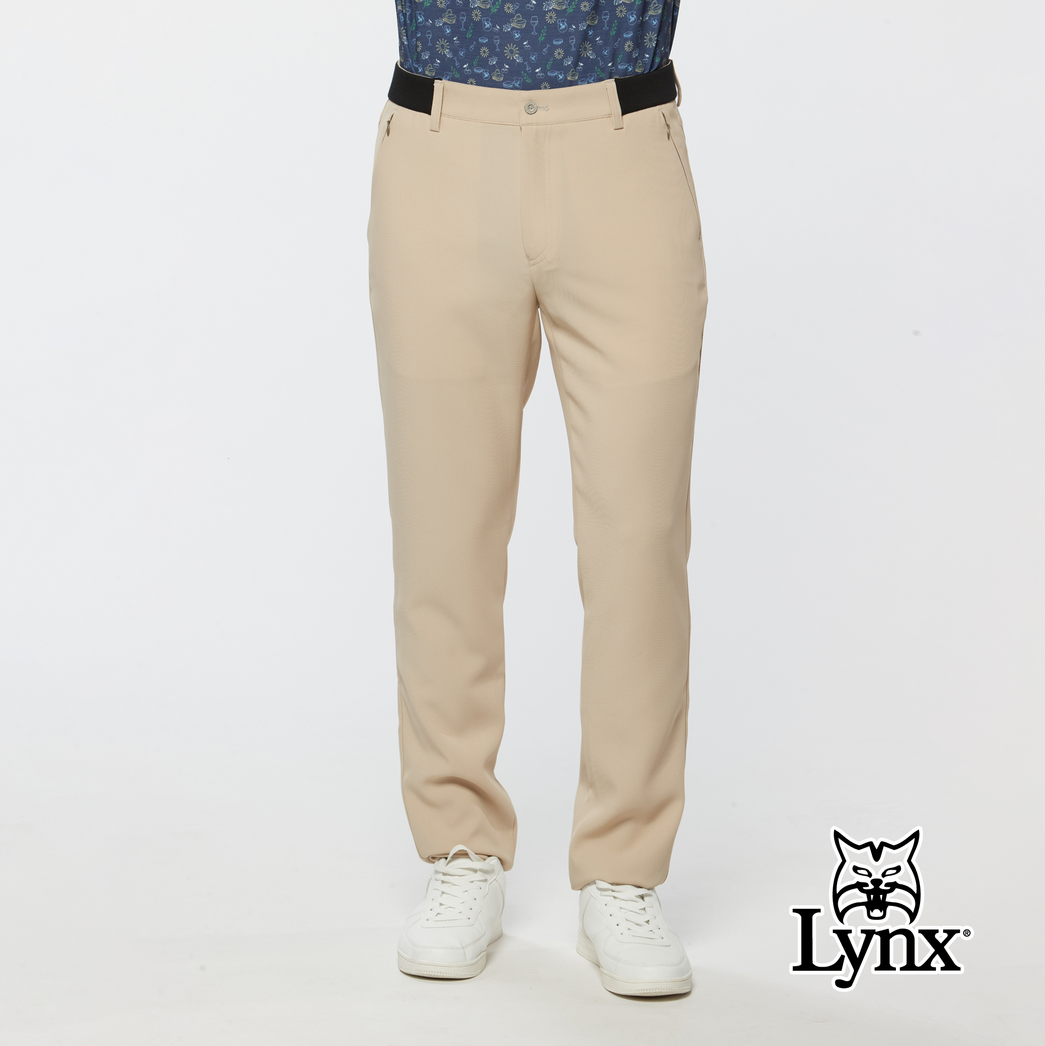 男款進口布料吸濕排汗拉鍊口袋彈性平口長褲