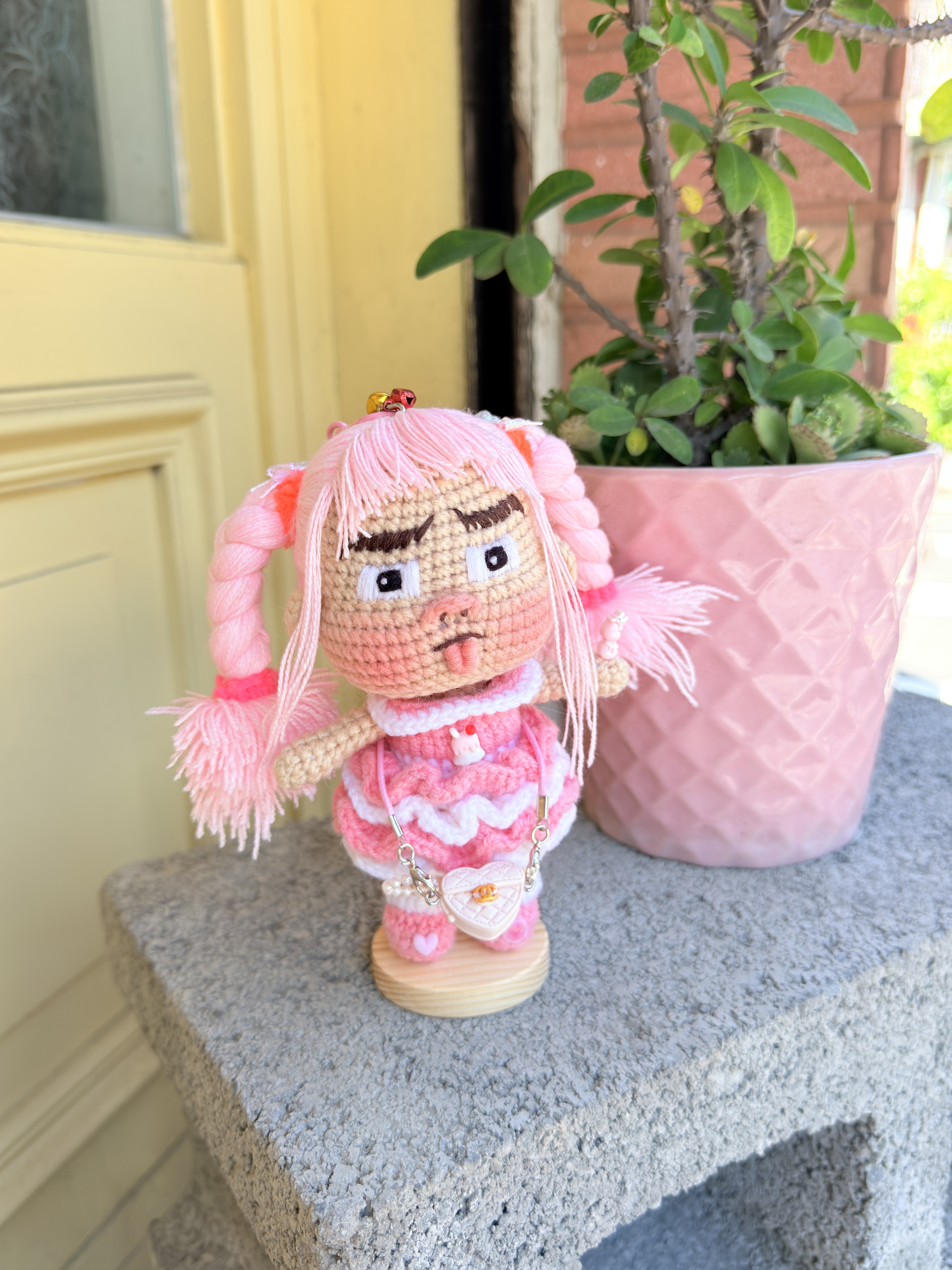 細頭髮辮子醜娃吊飾-20號『約13cm』