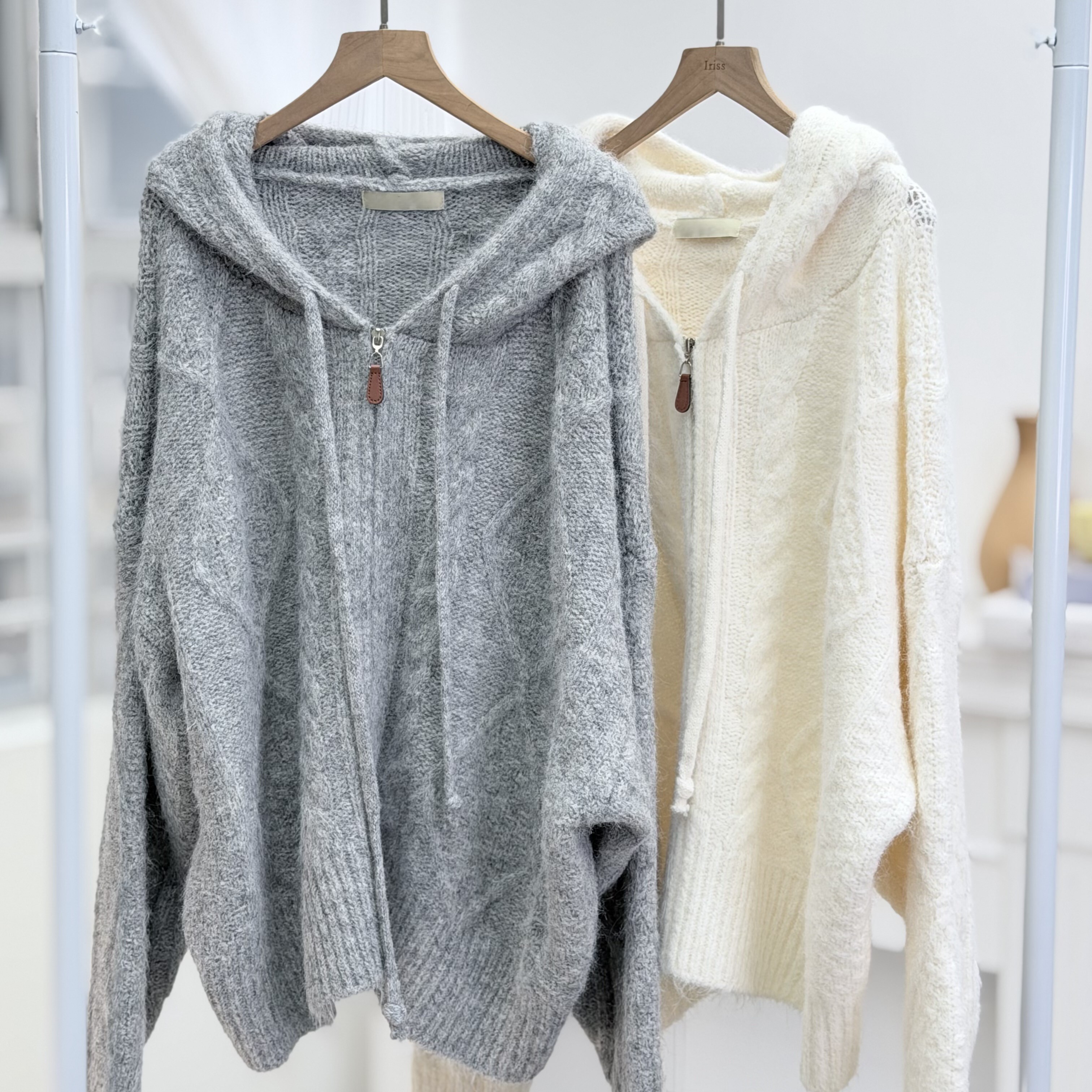 H1028🤎法式麻花連帽外套