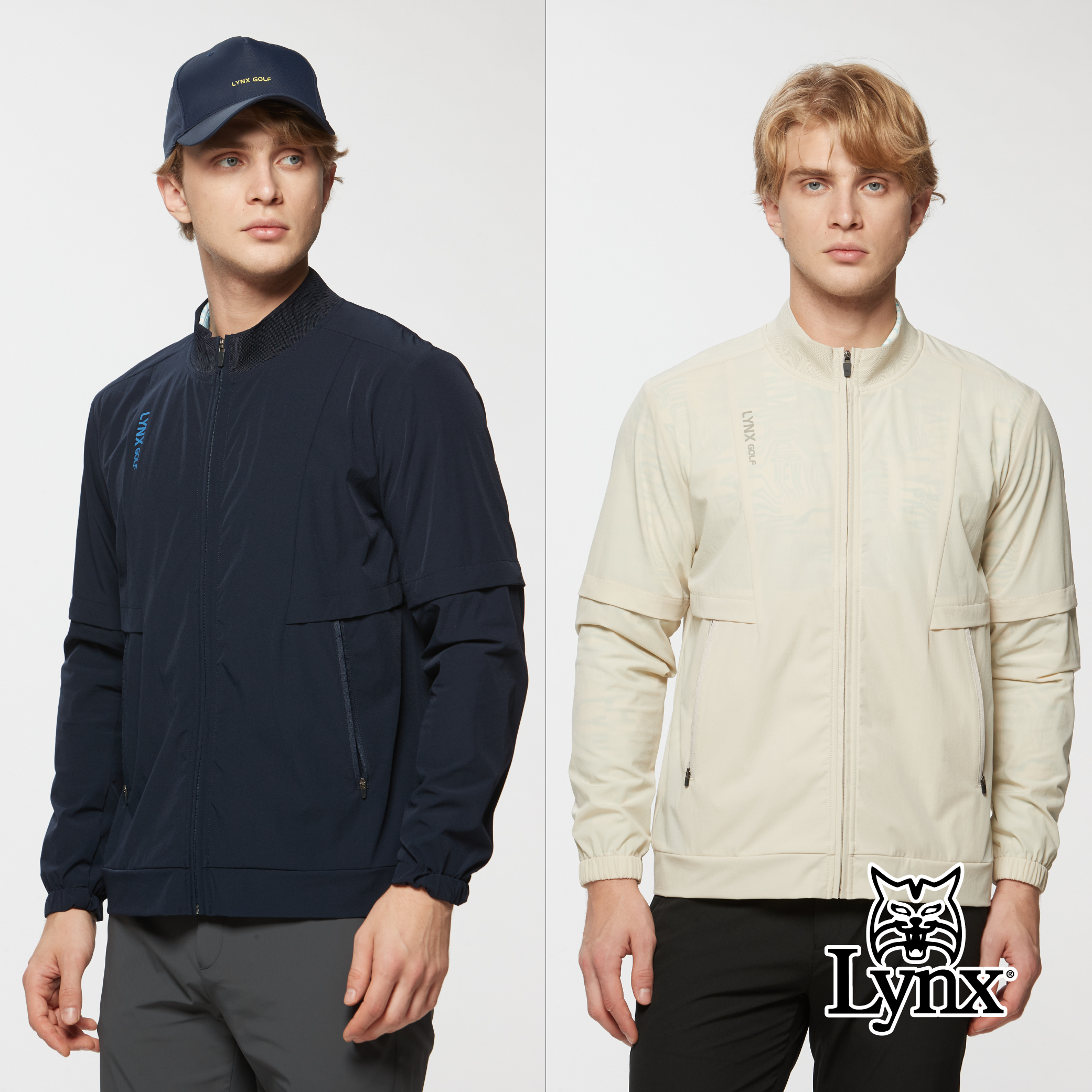 男款兩袖可拆口袋拉鍊立領外套/夾克