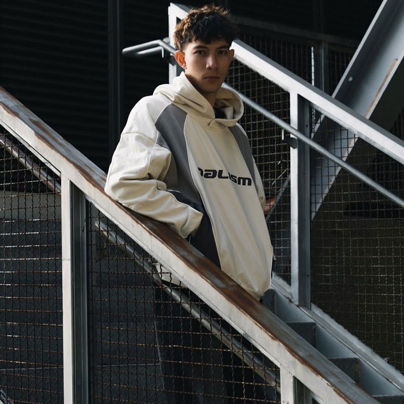 idealism Crew Hoodie 紫色 白色 寬鬆 拼接 拼接 衛衣 連帽 帽T【ID25048】