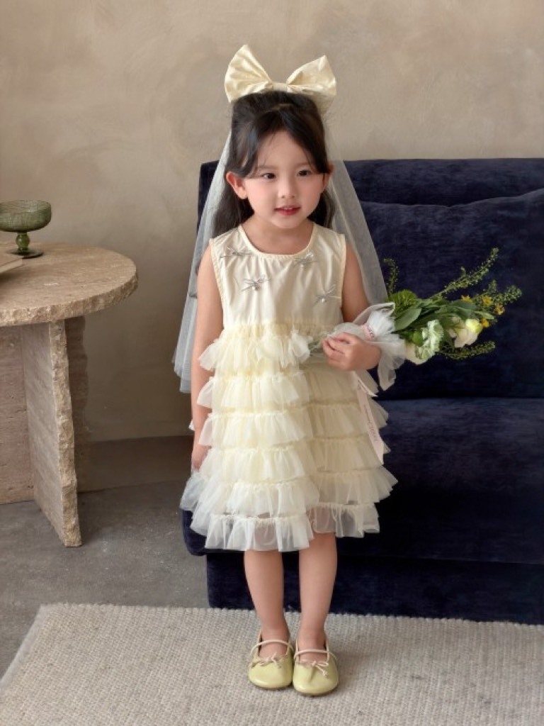 公主蝴蝶結洋裝|含頭紗