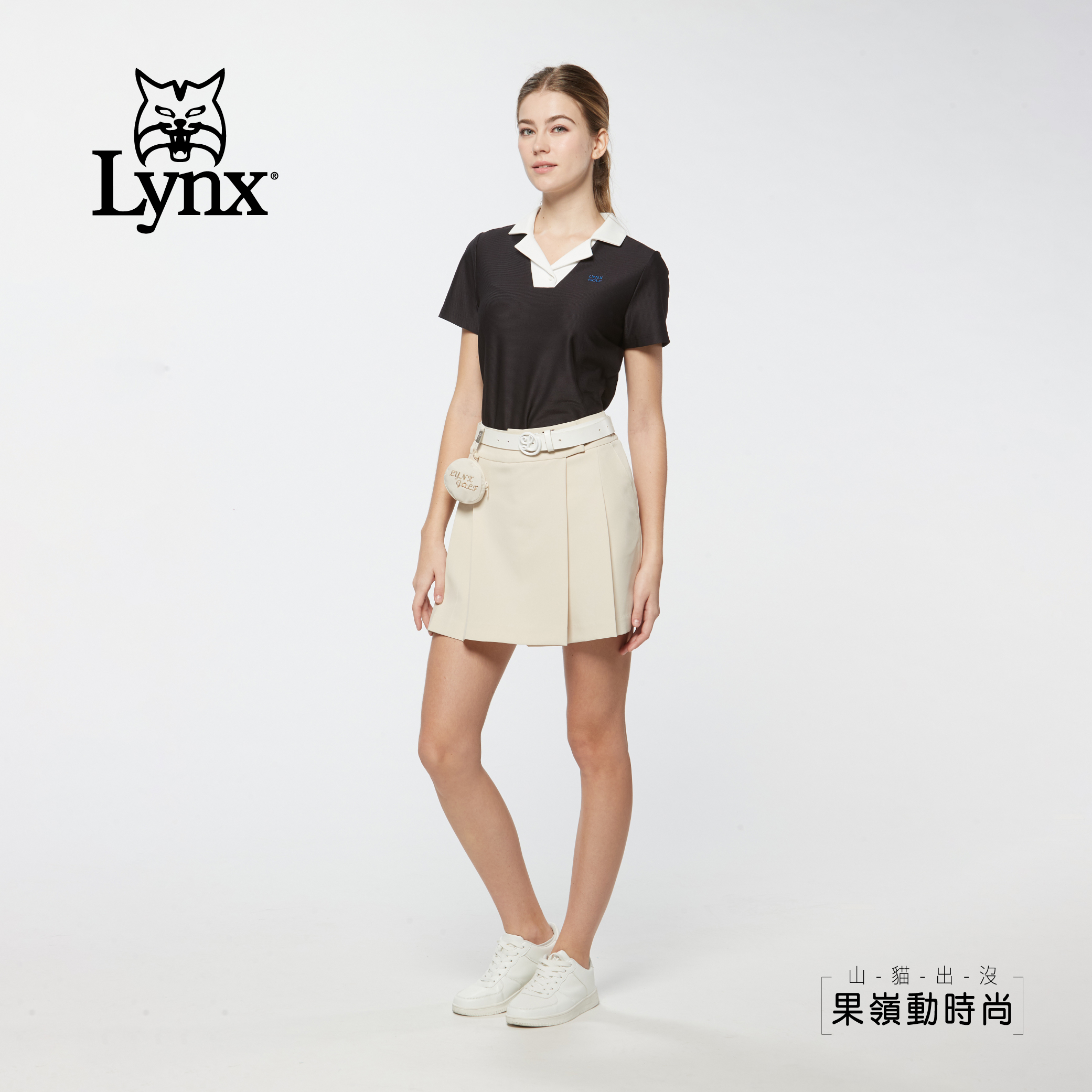 女款合身版吸濕排汗涼感彈性特殊領型短袖POLO衫/高爾夫球衫