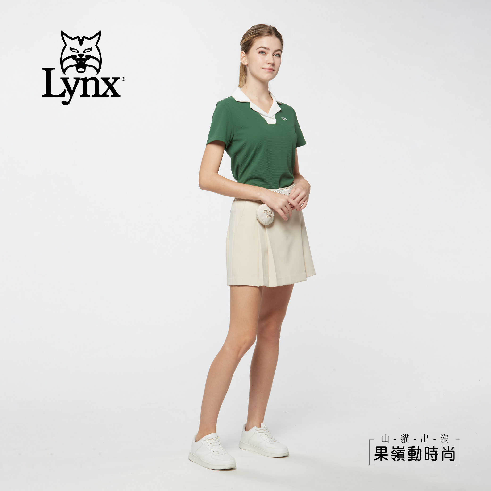 女款合身版吸濕排汗涼感彈性特殊領型短袖POLO衫/高爾夫球衫