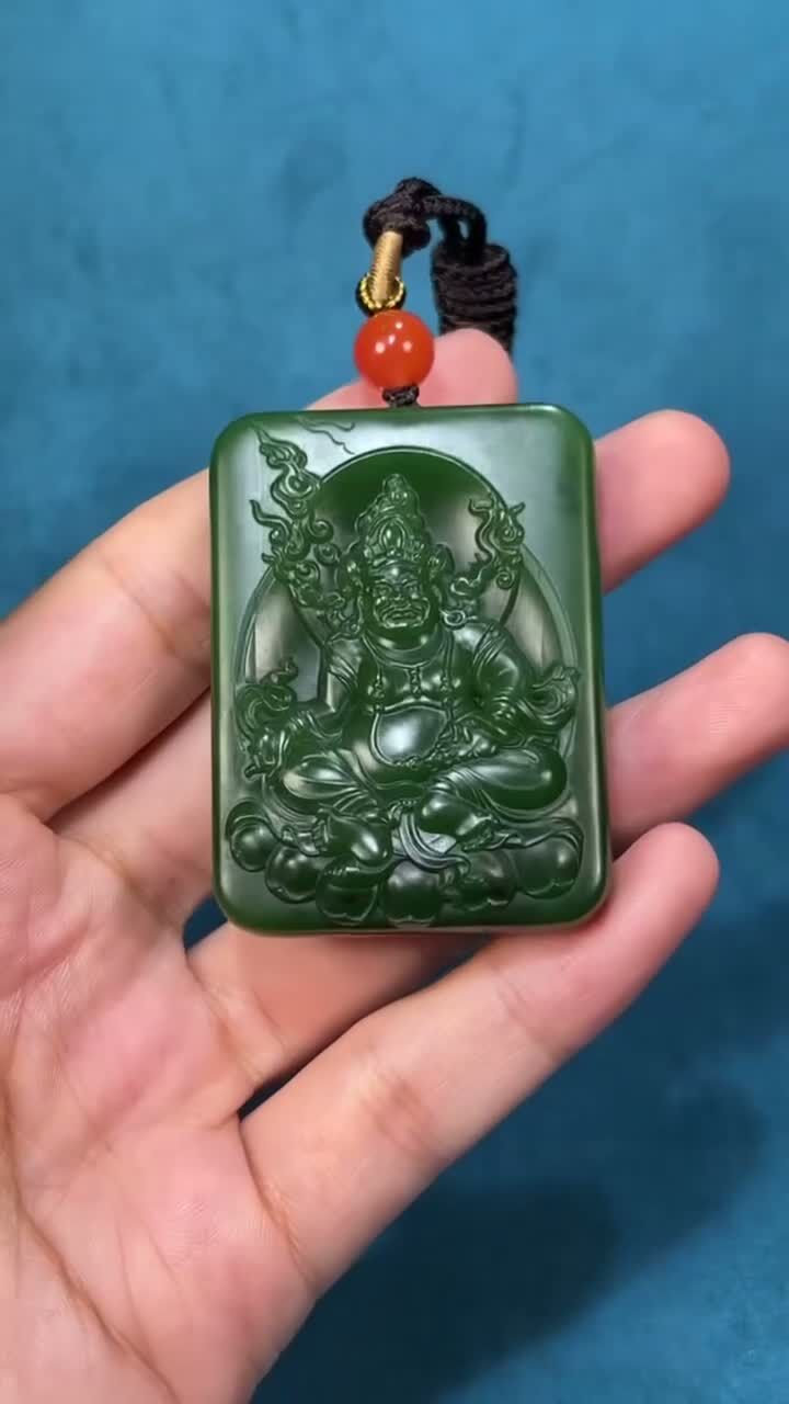 和田玉碧玉黃財神菠菜綠老坑料牌子,天然和田玉軟玉