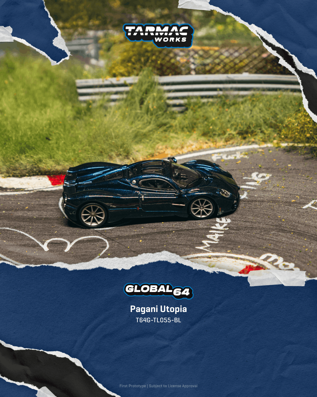 PO-$90 * TARMAC * 1:64 Pagani Utopia Blue Metallic