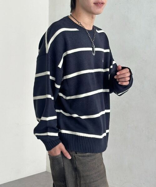 【OWN】U.S POLO 針織 上衣 線條 日本 薄款 長袖 不分男女 藍色 條紋