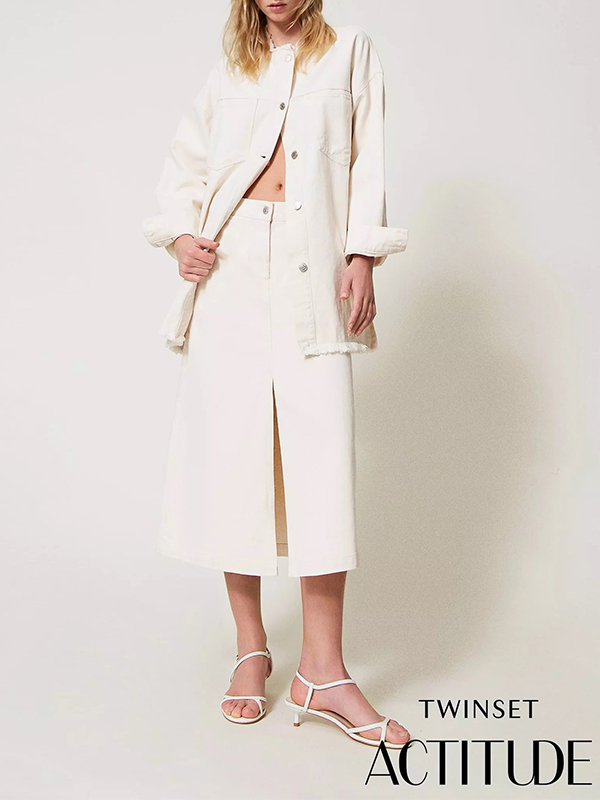 TWIN-SET 單寧開叉A字裙