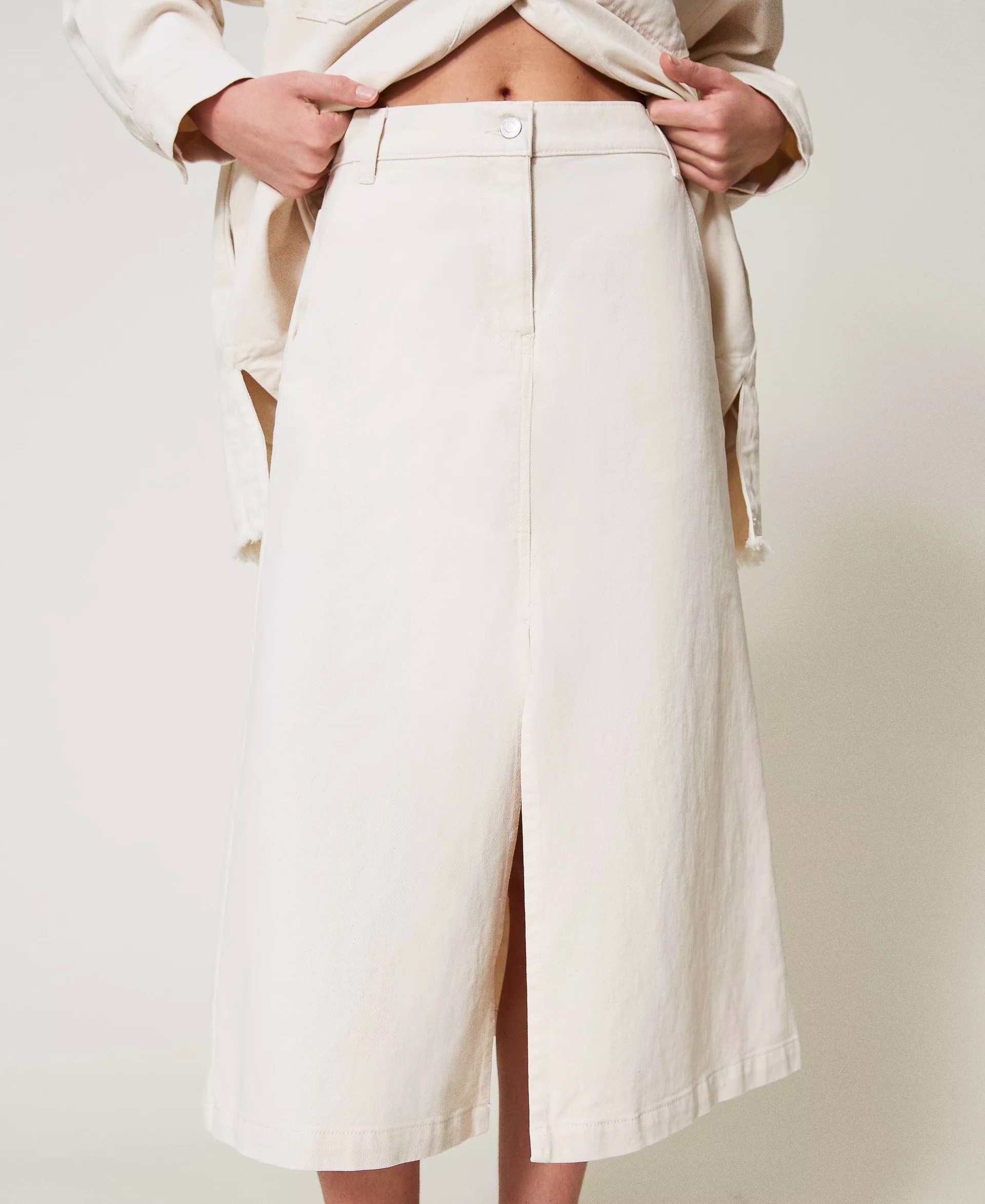 TWIN-SET 單寧開叉A字裙