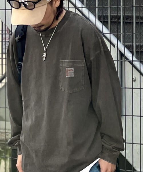 【OWN】JAVA 水洗 口袋 薄款 長袖 上衣 日本 限定 不分男女 Oversize 落肩 日系 韓系 刷白 灰