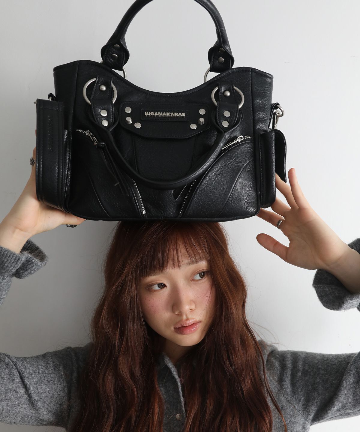 IUGAMAKARAS Studded Leather Mini Shoulder Bag