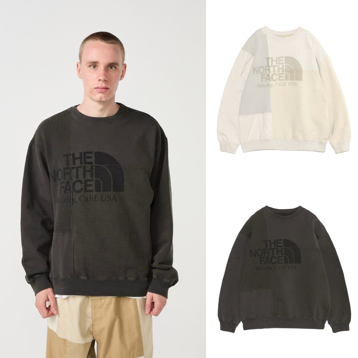 預購┃日本 TNF 紫標 Field Patchworked Crewneck Sweatshirt 拼接 衛衣 大學T