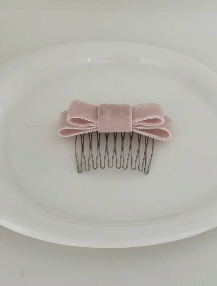 甜美粉嫩色系蝴蝶結絨面髮飾