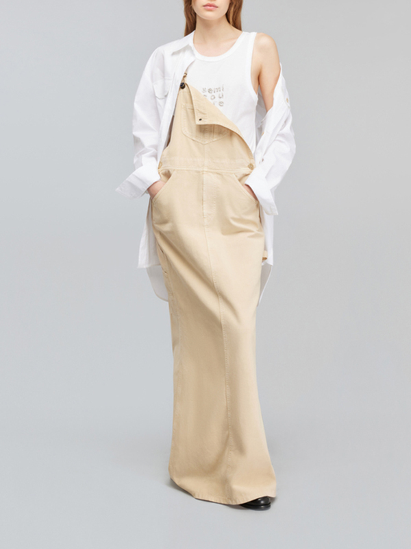 Semicouture 單寧吊帶長裙(杏)