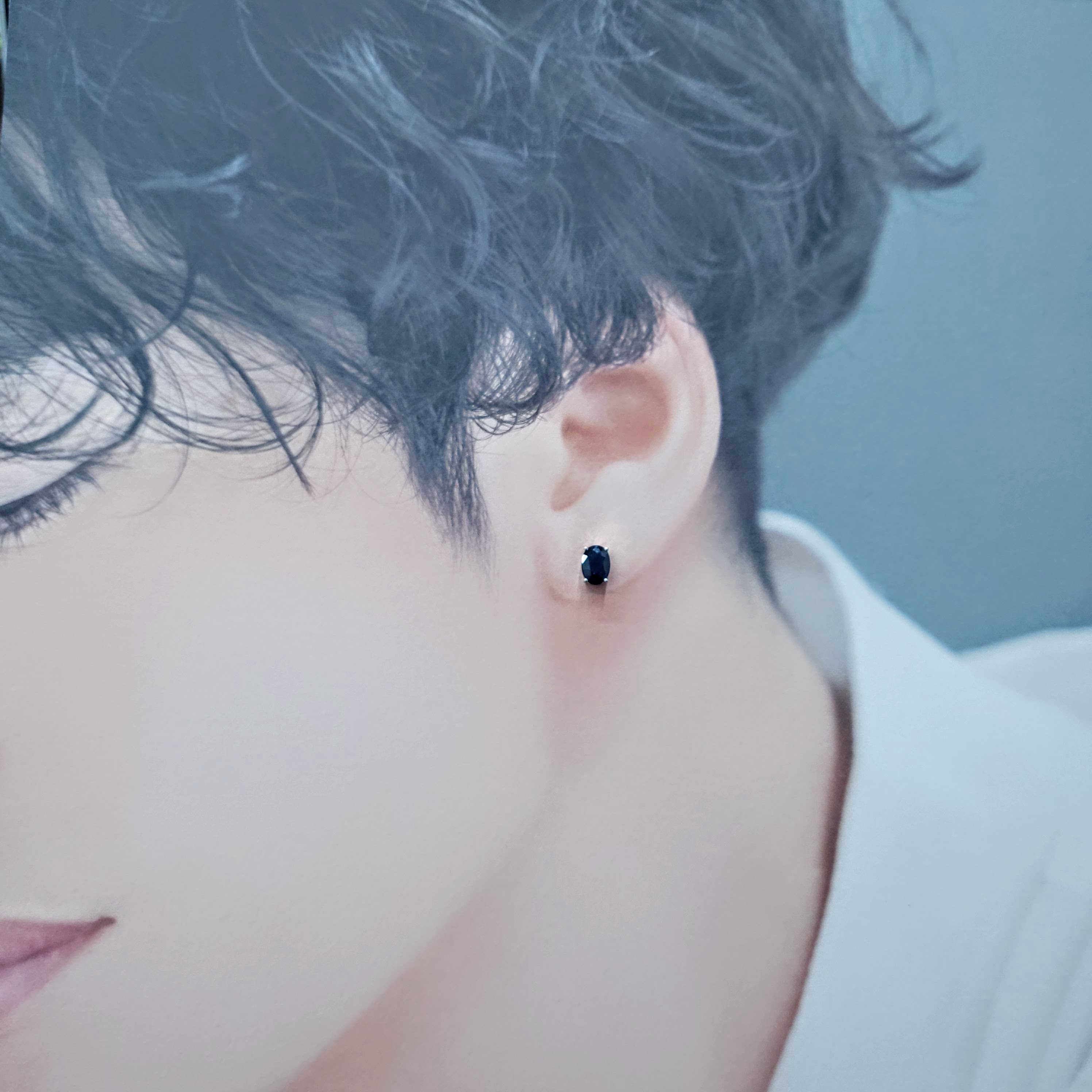 全新18K白金【主石1卡58份藍寶石】耳環