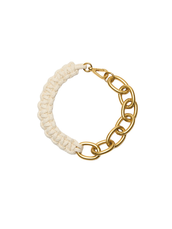 PLAN C 編織+金屬項鍊(米白)