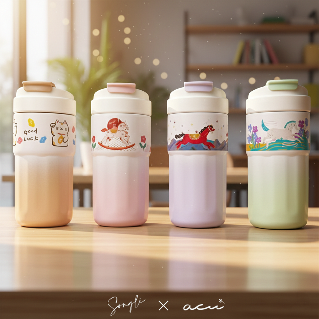 【神馬都好】陶瓷漸層隨行瓶/550ml /4色款式/鍍陶內膽/真空保溫保冰/SGS檢驗合格