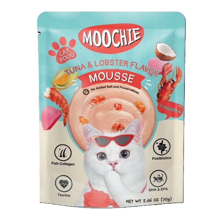 Moochie 貓濕糧．海鮮系列 吞拿魚+龍蝦肉醬70gx12包