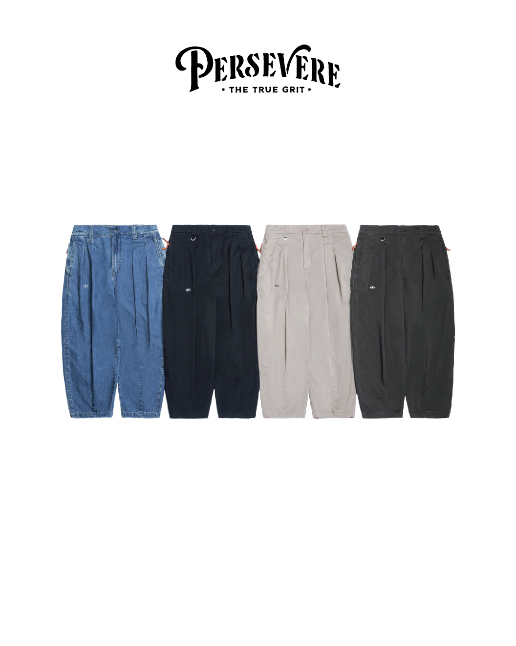 PERSEVERE 氣球感錐形長褲 黑藍/炭灰/灰白/水洗牛仔藍 25 A/W Balloon-fit Tapered Pants
