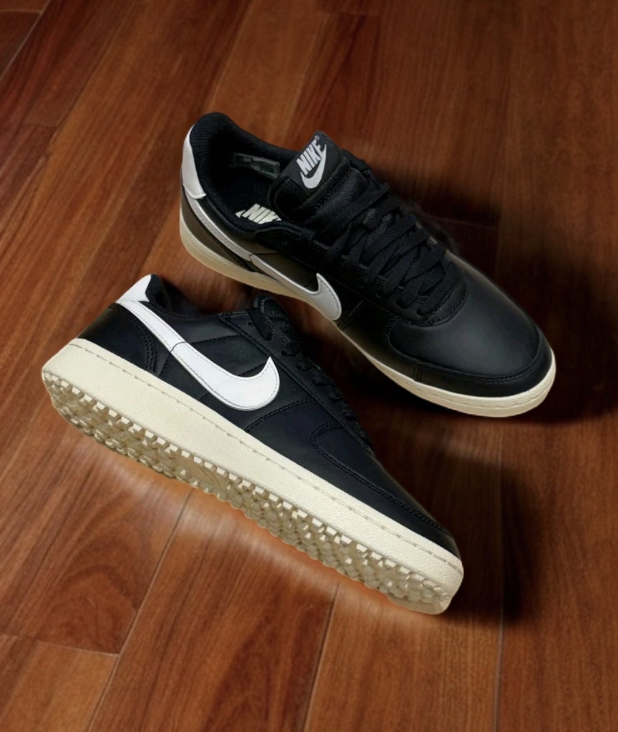 男鞋 NIKE FIELD GENERAL CO 黑白色 皮革 復古 鬆餅格紋 休閒鞋【IH1343-002】