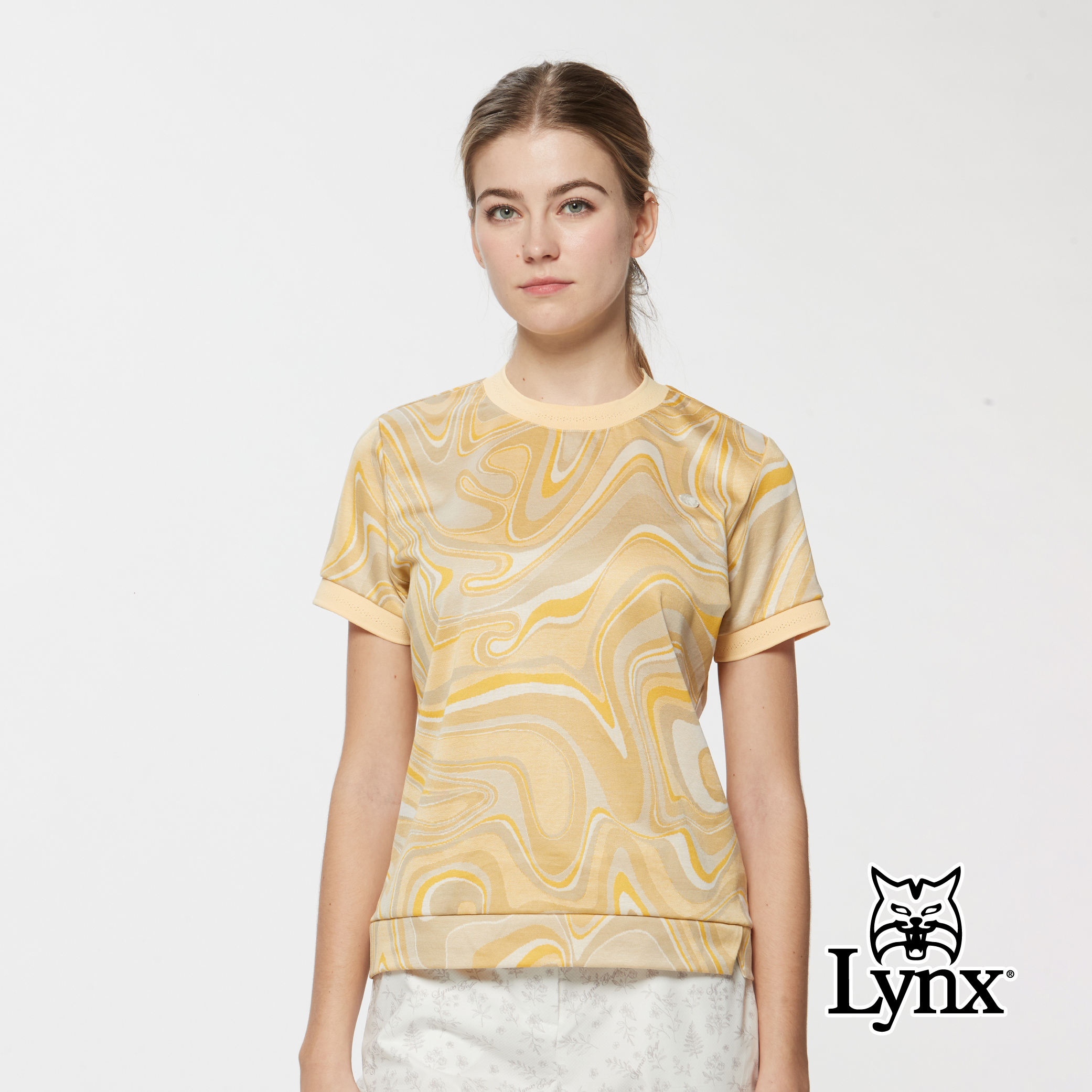 女款義大利進口頂級絲光棉滿版圖騰圓領上衣