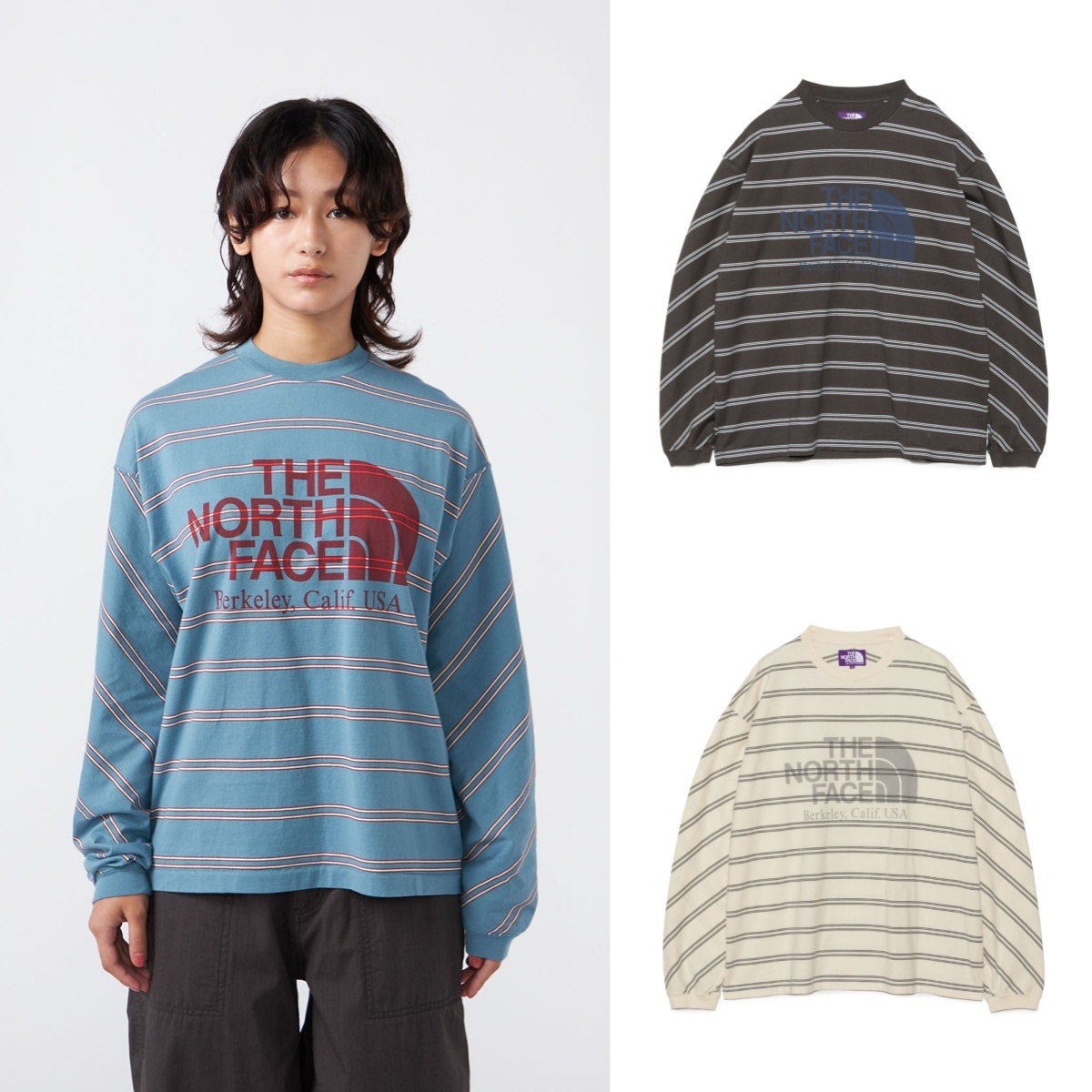 預購┃日本 TNF 紫標 Field Long Sleeve Striped Tee 條紋長T 長袖上衣