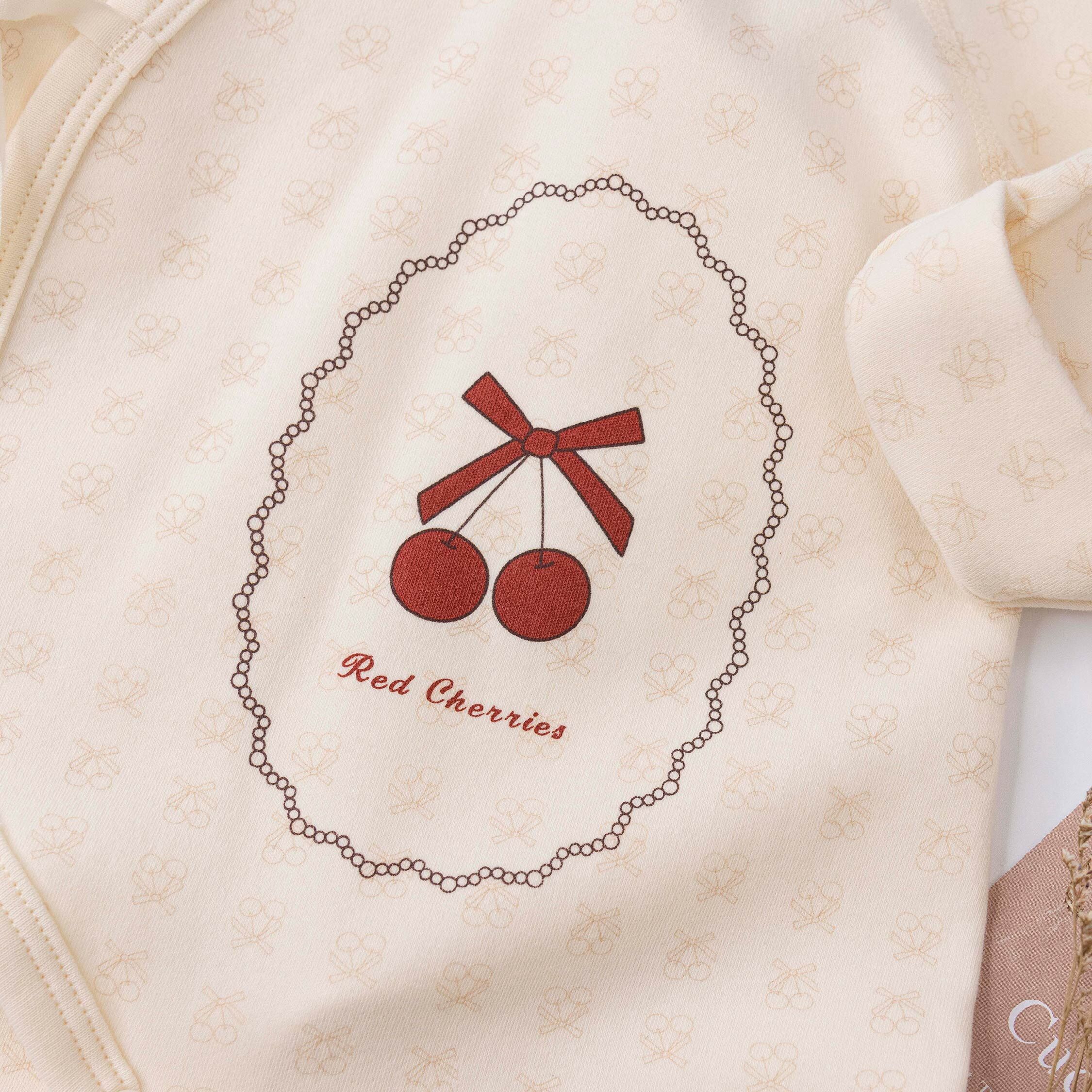 衣拉語【JG5217】滿版櫻桃印花開襟式連身衣