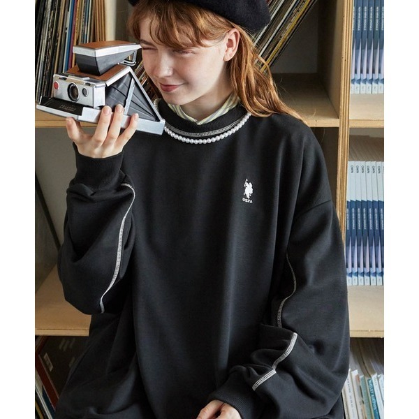 【現貨】U.S.POLO ASSN LOGO 反車縫線長袖上衣 黑色 68612073