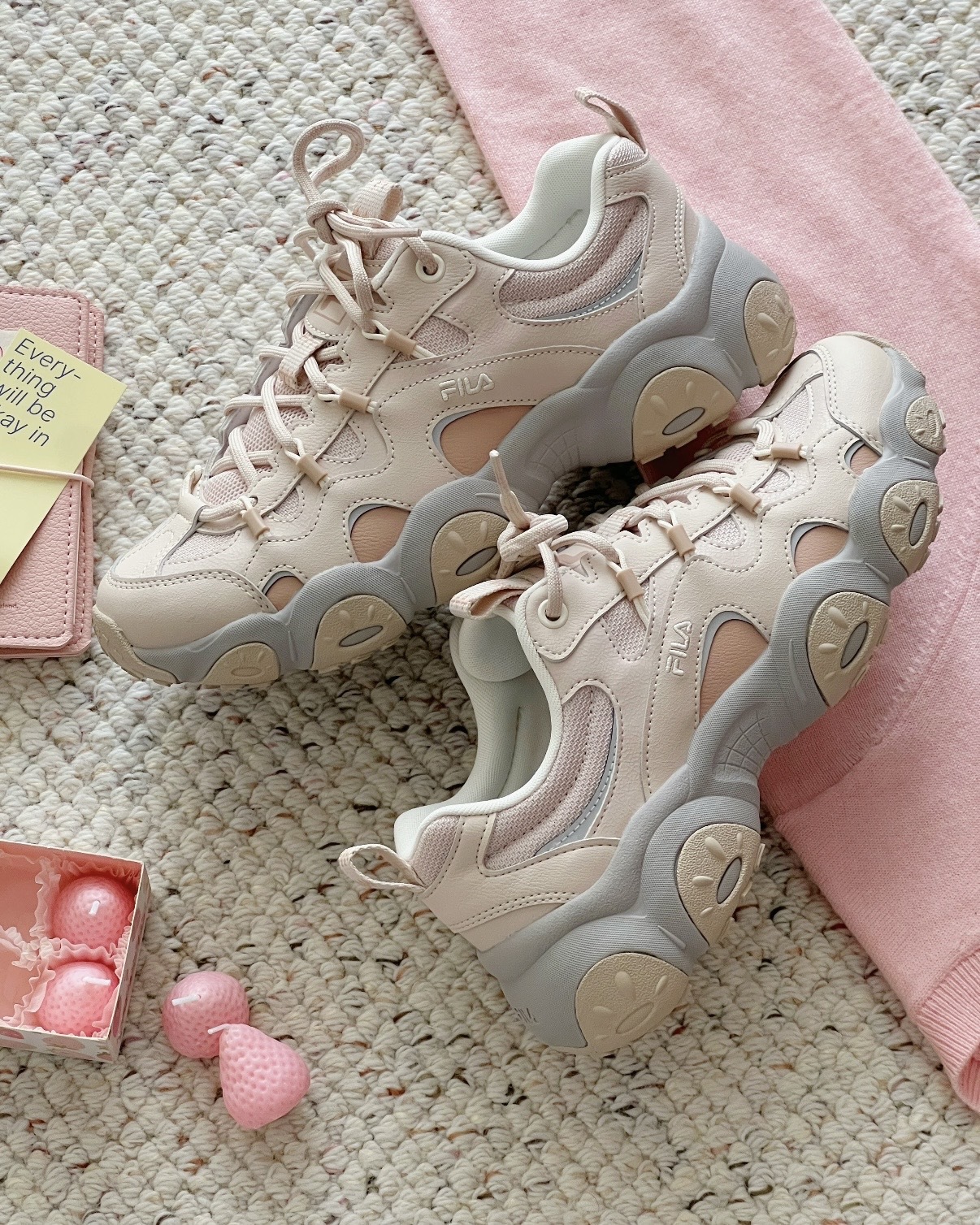 FILA FLUID 7 貓爪鞋 7代 奶油粉 櫻花粉 淡粉 復古 緩震 耐磨 增高 厚底 女鞋 F12W612125FPR / 預購