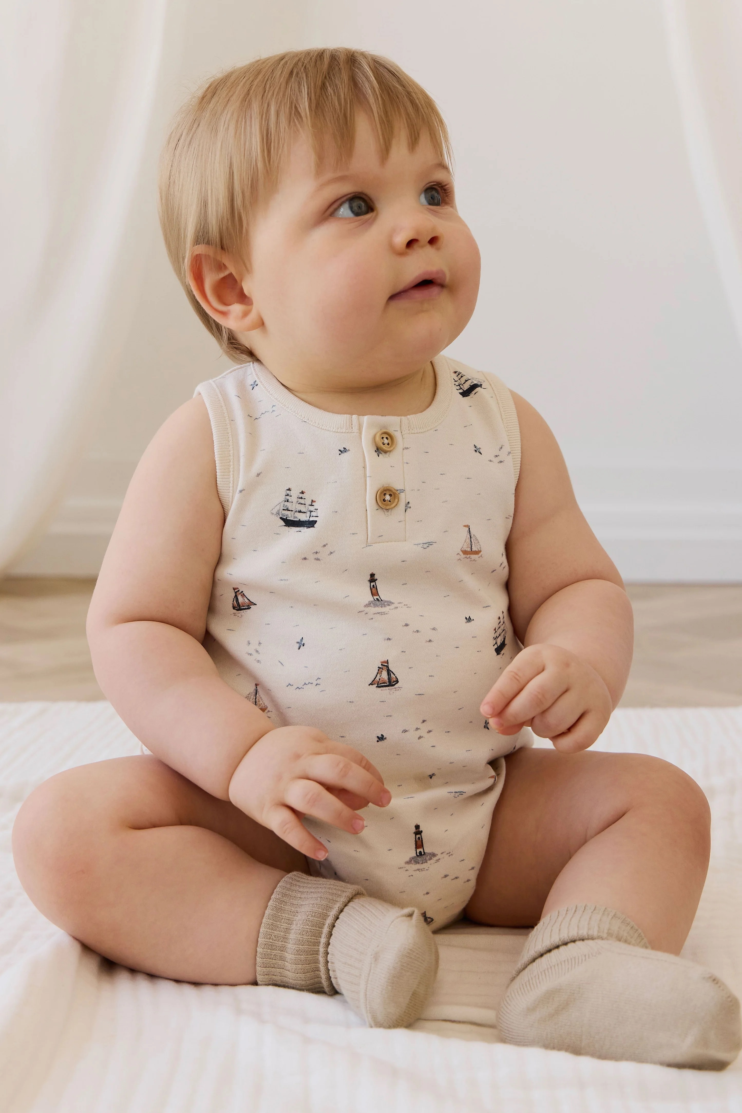【預購】JAMIE KAY -Organic Cotton Archie Playsuit（Sailing Day）