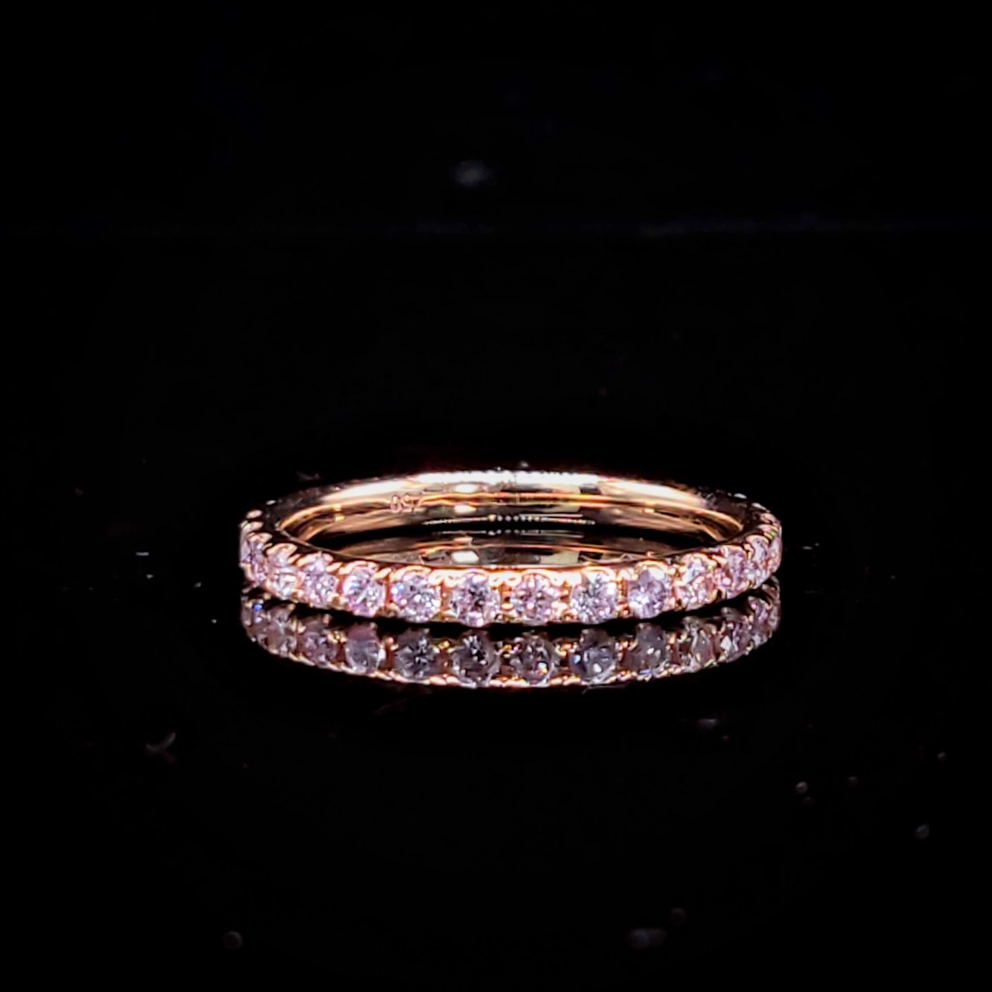 全新18K玫瑰金65份粉紅鑽石全圈戒指