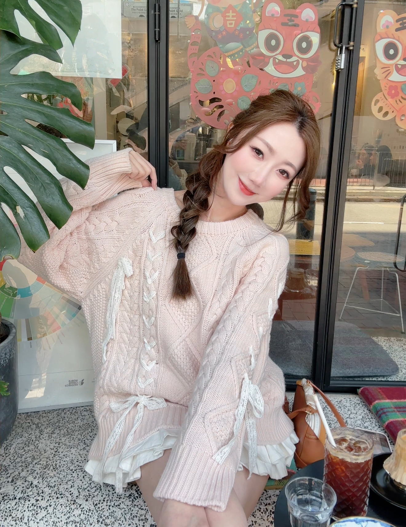 *BJ2 MADE SERIES* *FINE WOOL 🐏* THE COZY TWIST STITCH LACE RIBBON SWEATER 260129