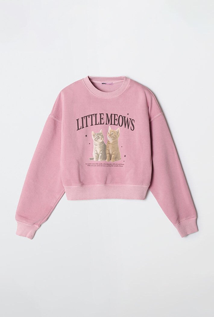 【現貨】SPAO 兩隻小貓短版衛衣 2色 SPMNF49G72