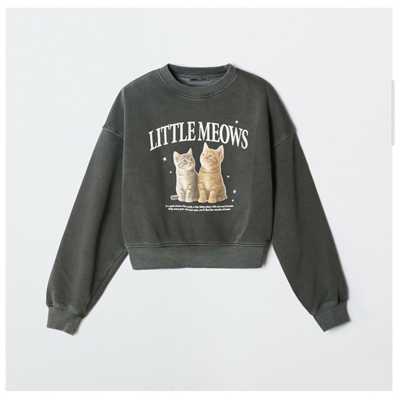 【現貨】SPAO 兩隻小貓短版衛衣 2色 SPMNF49G72