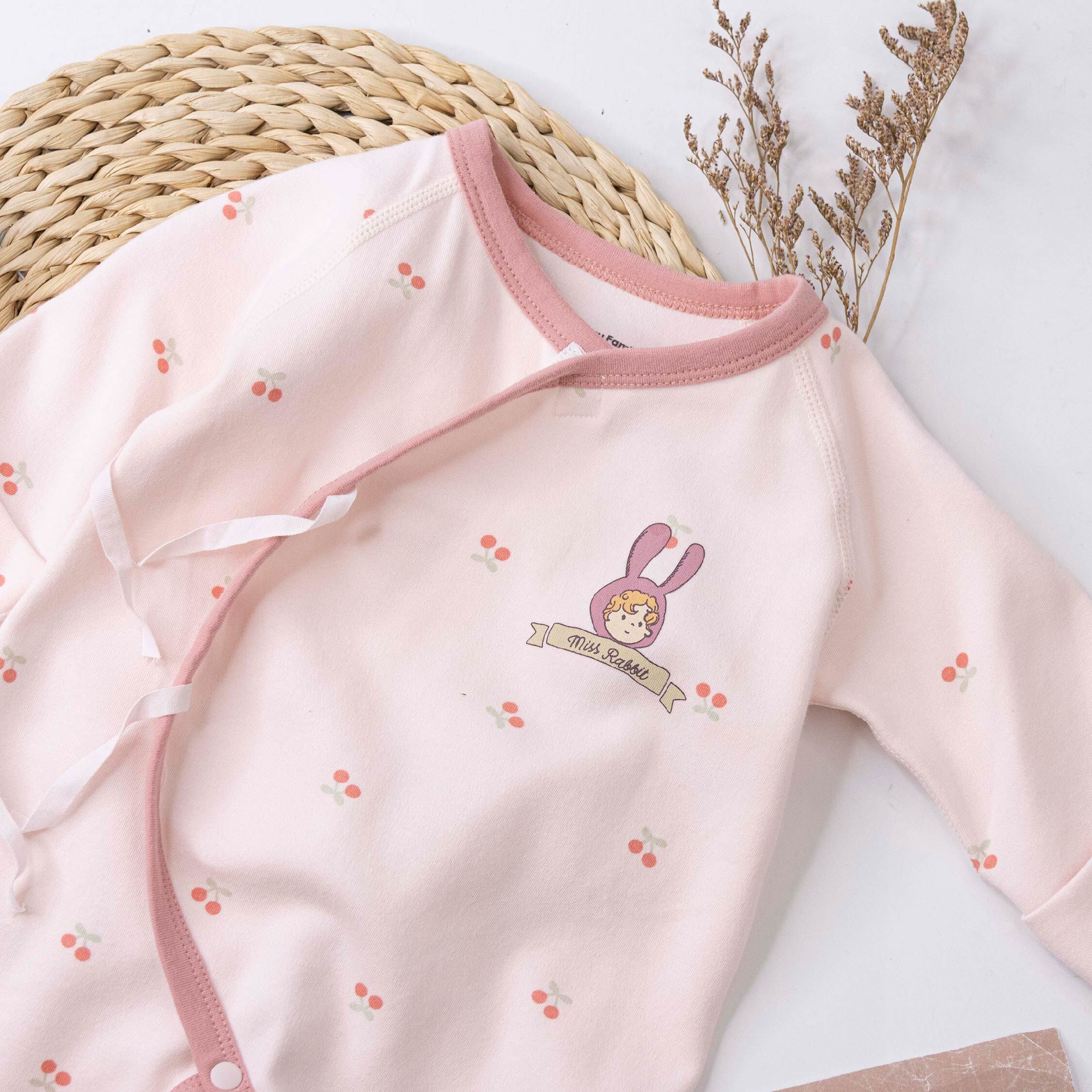 衣拉語【JG5219】櫻桃兔耳女孩開襟式連身衣