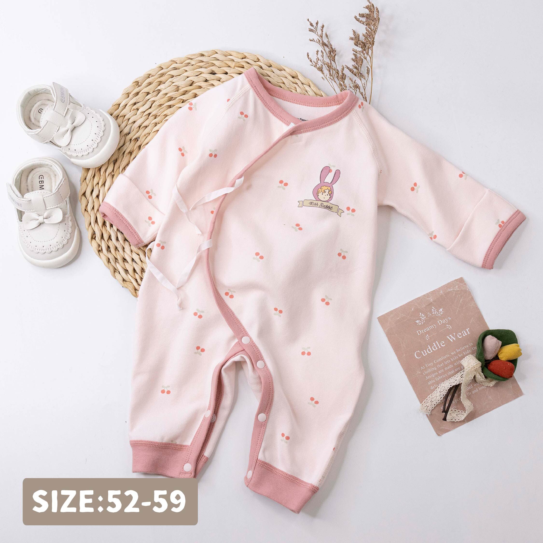 衣拉語【JG5219】櫻桃兔耳女孩開襟式連身衣