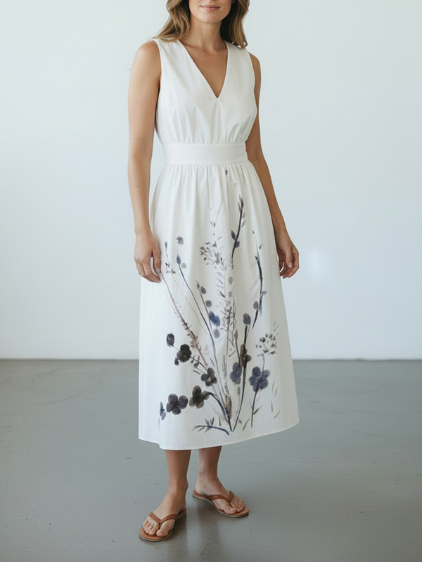 Eleventy 印花背心洋裝(藍)